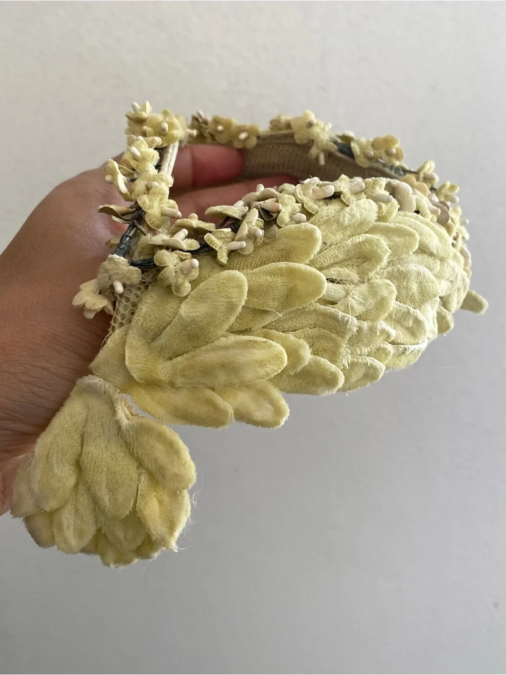 30s Bridal Headpiece - Velvet Leaf Juliet Cap & Orange Blossom Halo Crown